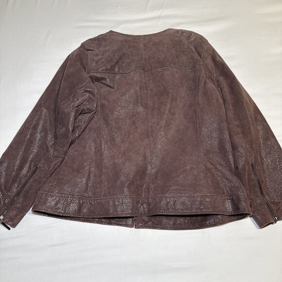Terry Lewis Leather Jacket Womens 1X Brown Shiny Animal Print Classic Luxuries - Picture 12 of 13